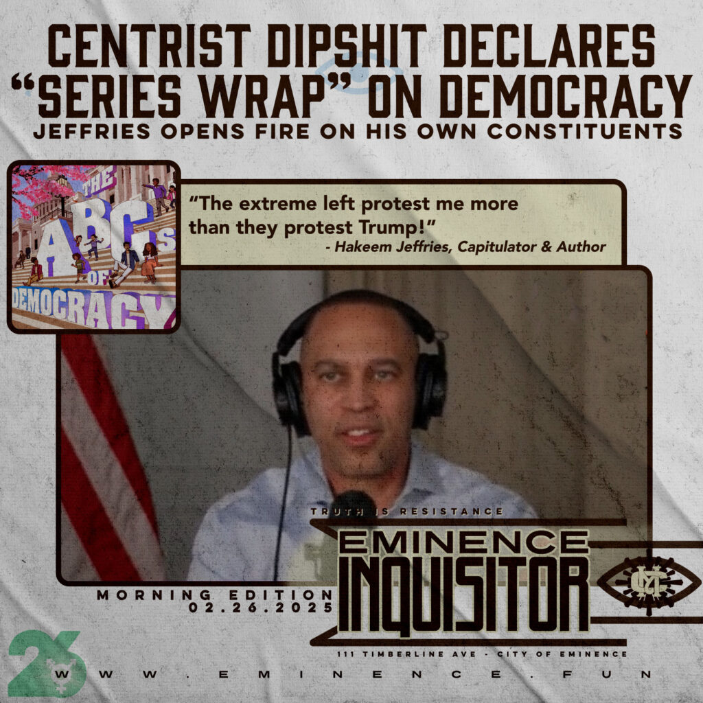 Centrist Dipshit Declares Series Wrap on Democracy