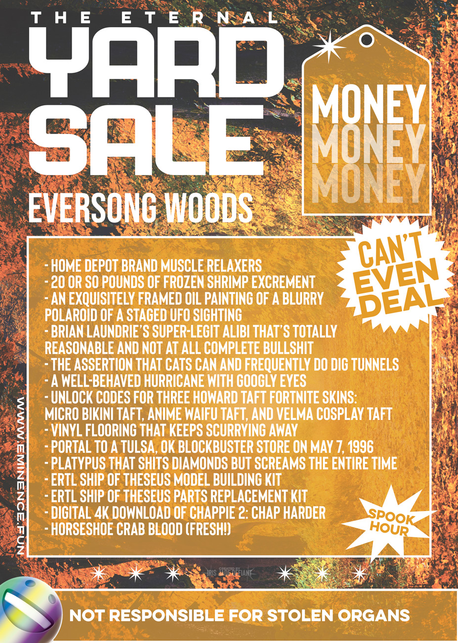 The Eternal Yard Sale for October 1, 2021